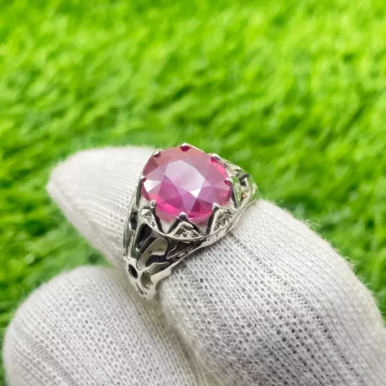 Natural BURMA RUBY Unisex Ring Real Burmese Ruby Ring 925 Sterling Silver Ring