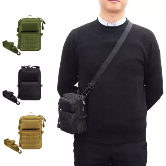 Tactical Molle Pouch Shoulder Bag Nylon EDC Chest Bag Detachable Shoulder Straps