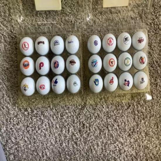 Vintage Lot Of 24 MLB LOGO Wilson GOLF BALLS Montreal Expos Indians Astros Mets