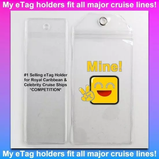 *REUSABLE* Waterproof PVC Luggage Tag/eTag Holders *FITS ALL MAJOR CRUISE LINES*