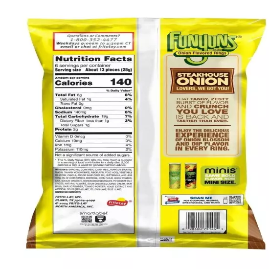 BRAND NEW LIMITED TIME!! Funyuns Steakhouse Onion Flavored Rings 6oz Fresh Bag