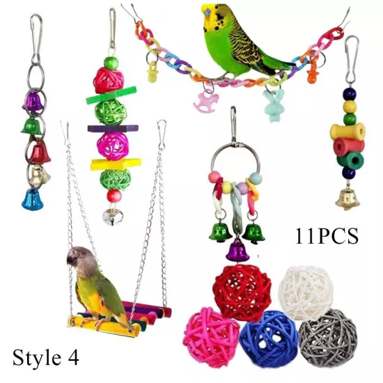 Parrot Ladder Takraw Ball Ring Colorful Bell Toy Budgie Cockatiel Cage Bird Toys