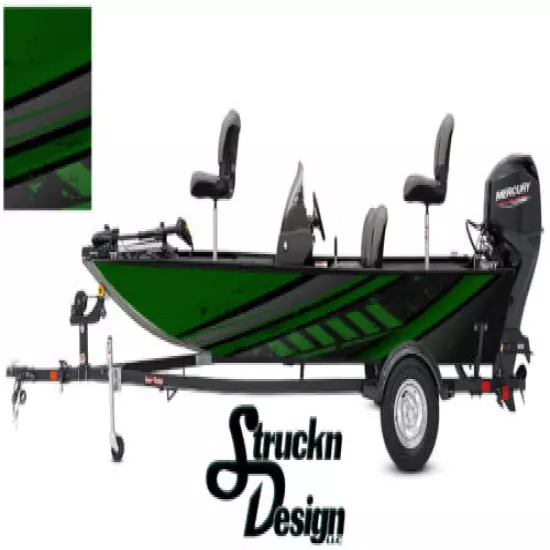 Abstract Dark Green Modern Graphic Fishing Fish Vinyl Decal Boat Bass Kit Wrap 