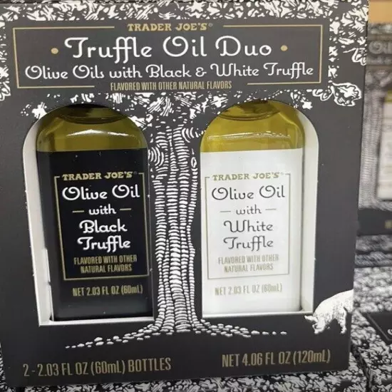 Trader Joe's Truffle Oil Duo Olive Oil Black White Truffle Set 4.06oz 06/2025