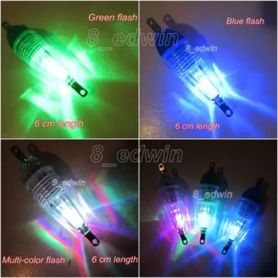 8 Pcs Underwater LED lights Fishing Attracting Light Deep Drop Lure Flashlight