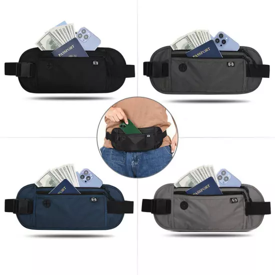 Travel Money Belt RFID Blocking Waterproof Waist Bag Fanny Pack Hidden Wallet