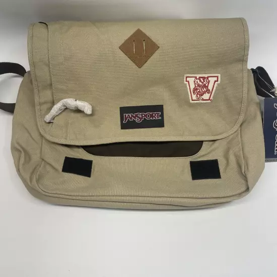 Jansport Crosstalk Messenger Laptop Bag Canvas Embroidered Wisconsin Bucky NWT