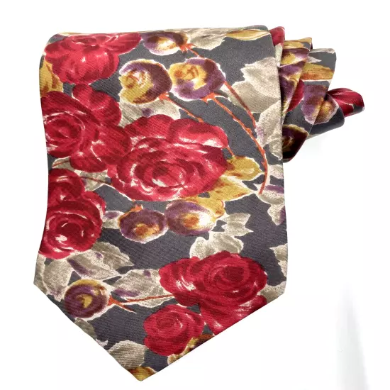 Surrey Rose Watercolor Abstract Art Floral Colorful Silk Tie 3.8" x 56"