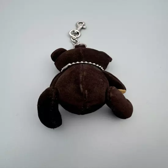 Coach Vintage Leather Suede Jacquard Brown Signature C Bag Charm Bear 2000's