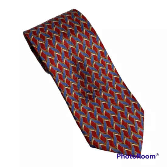 Tie Silk Red Blue Gold Mens Jos A Banks Geometric Tie Corporate Collection 