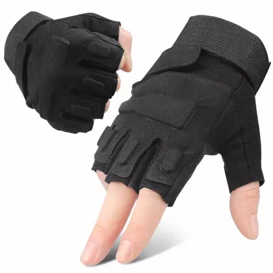 Mens Tactical Military Fingerless Gloves Motorcycle Cycling Half Finger Gloves