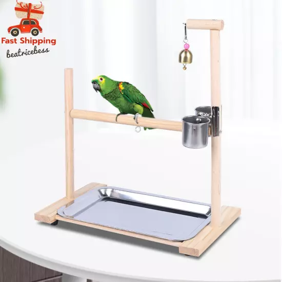 Parrot Playstand Bird Playground Perch Gym Training Stand Toys with Feeder Cup