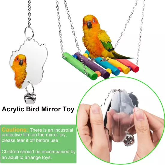 Bird Toys for Parakeets 7Pcs, Wood Parrots Budgie Cage... 