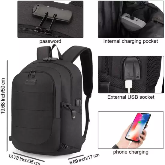 Travel Laptop Backpack Water Resistant Anti-Theft Bag with USB Charging Port and