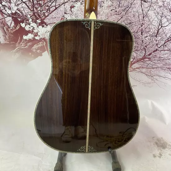 D-45 Acoustic Guitar Solid Spruce Ebony Abalone Flower Inlays free shipping