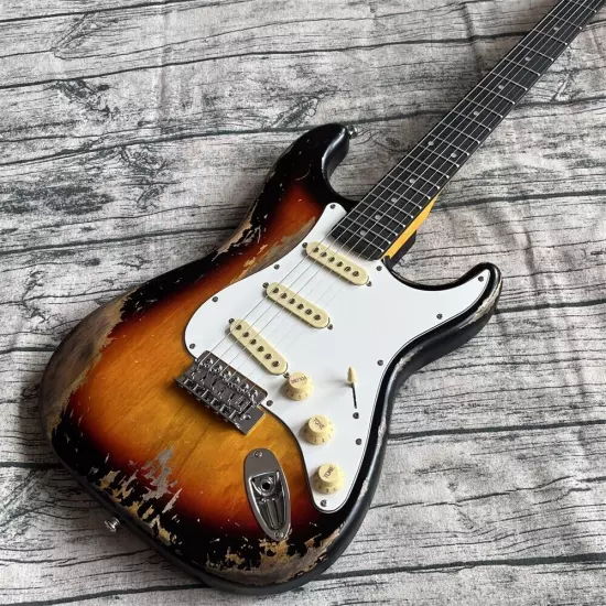 Custom Shop heavy relics sunburst aged electric guitar in stock shipping quickly