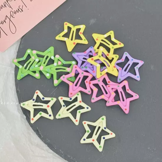 10-100pcs Y2k Star Hair Clips Women Girls Metal BB Snap Hair Pins Barrette