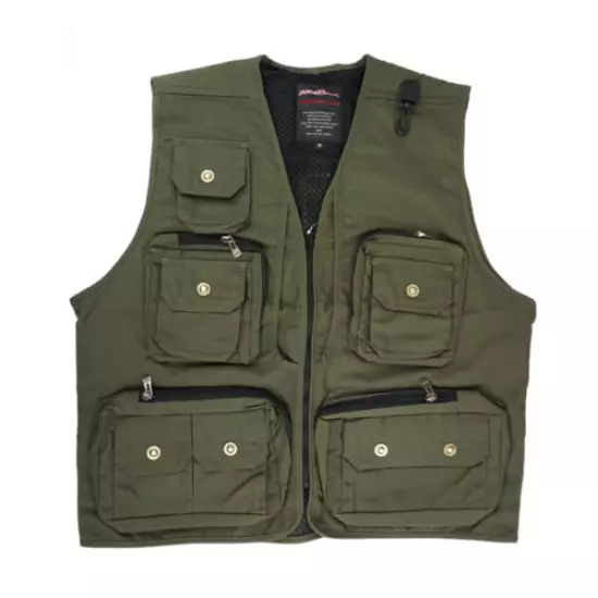 Safari Photo Vest Travel Hiking Fishing Camping Hunting Video Vest - Green M