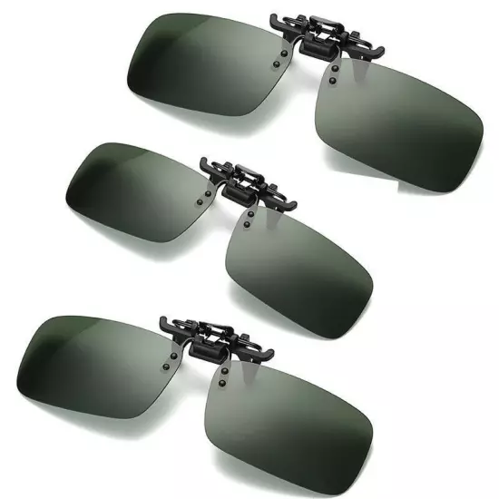 Mens Polarized Day Night Vision Flip-up Clip-on Lens Driving Glasses Sunglasses