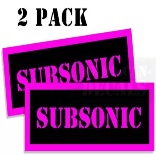 Ammo Can Decals SUBSONIC Labels Stickers 2 pack PINK BLACK 3"x1.15"