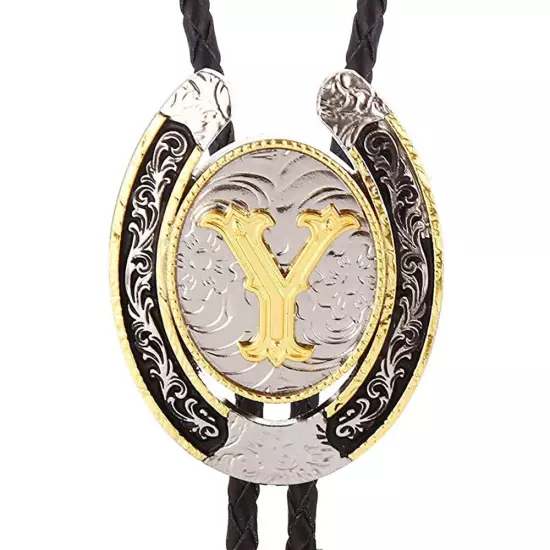 Bolo Tie for Men- Golden Initial Letter A to Z Western Cowboy Bolo Tie for Women