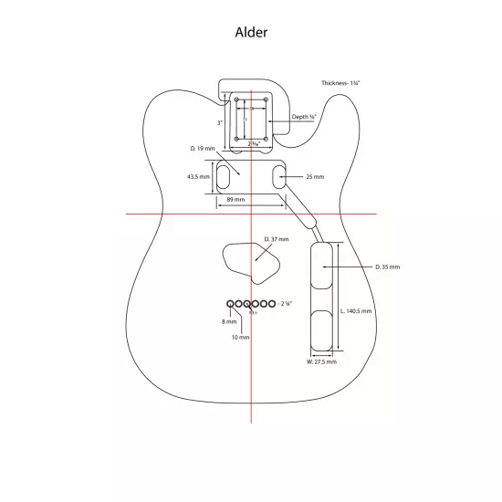 AE Guitars® T-Style Alder Replacement Guitar Body Vintage White