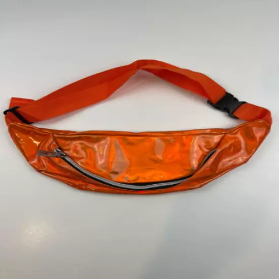 Fannie Pack Waist Bag - Neon Iridescent Orange, Adjustable Strap, Zipper Closure