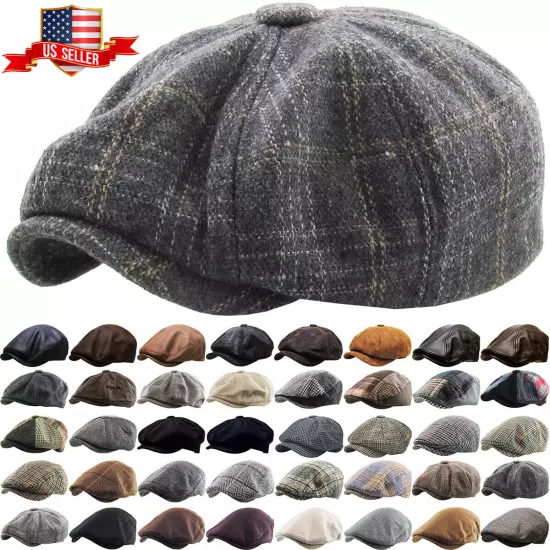 Mens Ivy Hat Golf Driving Ascot Winter Flat Cabbie Newsboy