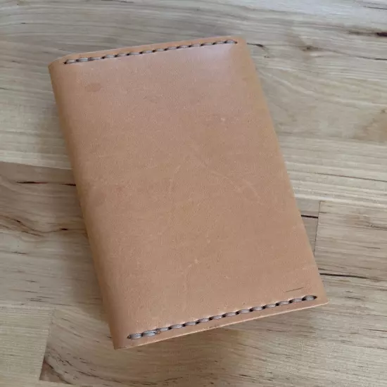 Handmade Passport Wallet, Cover - Smooth Natural Cow Leather - Snap Closing