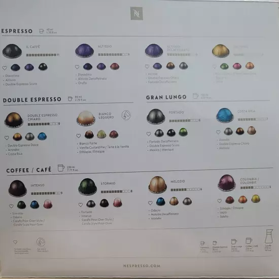 Nespresso Vertuo Vertuoline Variety 12xPk12 Total 144 Capsules Pods BULK/LOOSE