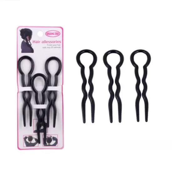 9/15 Pcs U-shaped Bun Hair Pin Clip Grips Brown Wavy Salon Hairpins