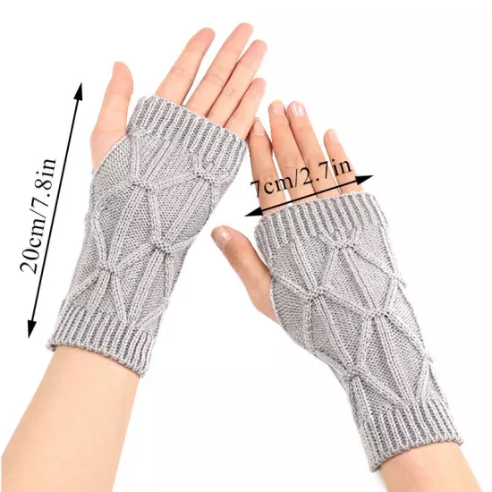 1Pair Fingerless Arm Warm Winter Knitted Gloves Hand Long Warmer Mittens Unisex