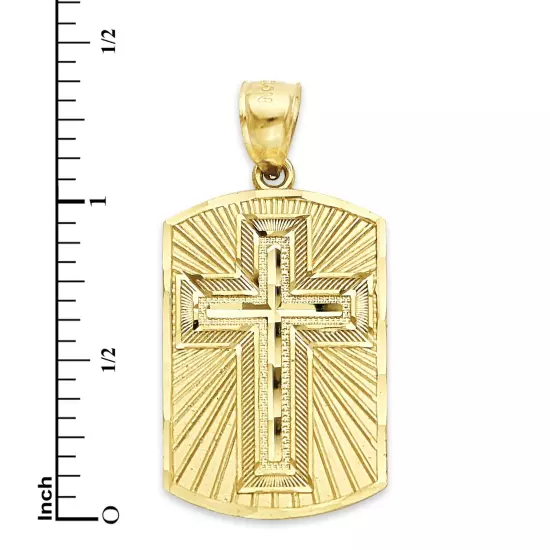 Solid Gold Cross Medallion with Padre Nuestro Prayer written - 10k or 14k