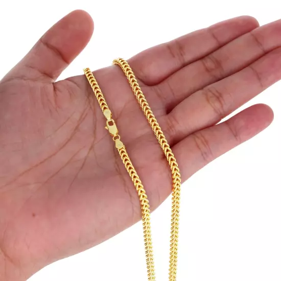 14k Yellow Gold 3mm Franco Box Bracelet Chain Mens Womens 7" 7.5" 8" 8.5" 9"