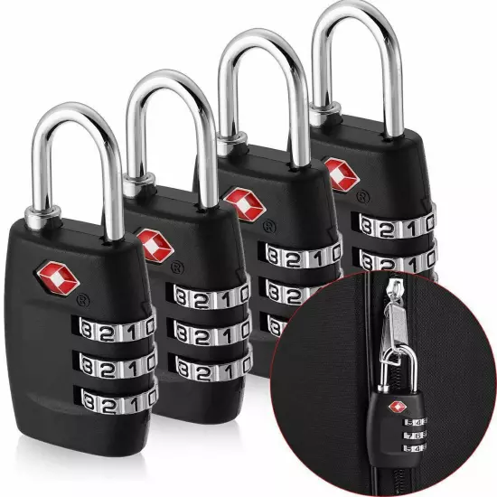 3X TSA Approved Luggage Lock Travel 3 Digit Combination Bags Suitcase Padlock