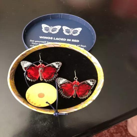 Erstwilder Wings Laced in Red Jocelyn Proust Drop Earrings BNIB