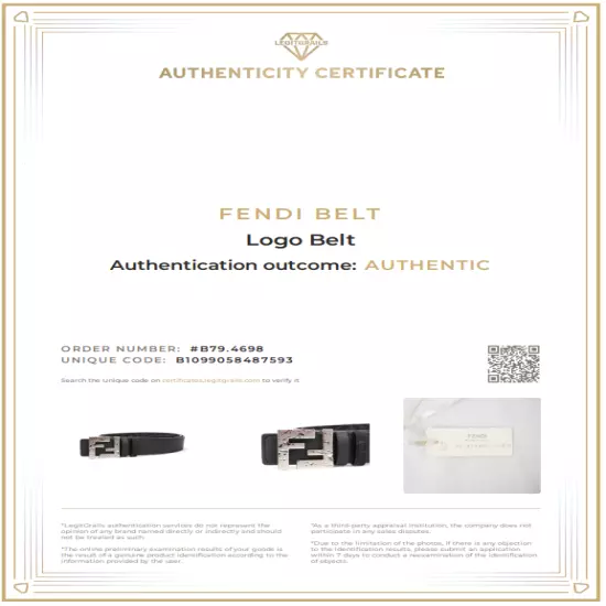 Fendi Reversible Belt Squared FF Logo Water Droplet Effect Buckle in Black/Grey