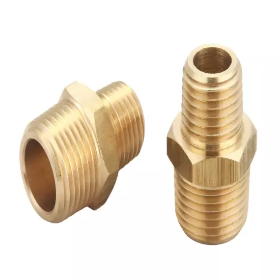 5Pc 3/8" Male to 1/4" Male NPT Hex Nipples Reducer Adapter Brass Fittings