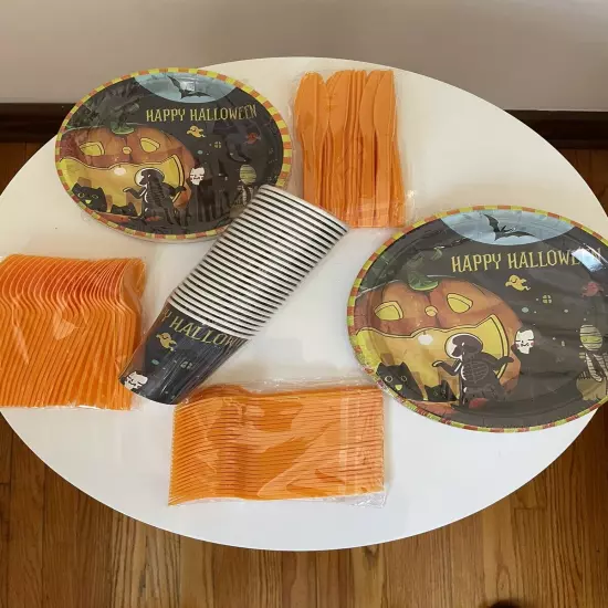 Halloween Disposable Tableware Set 25 Plates,25cups,25knives,25spoons,25forks