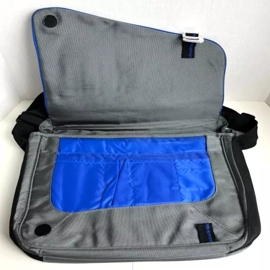 Symetra Gray Blue Laptop Computer Ipad Bag Pockets Shoulder Strap NEW