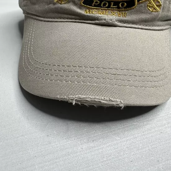 Vintage New Polo Ralph Lauren Hat Mens O/S Embroidered MCMLXVII CROWN Tan Cotton