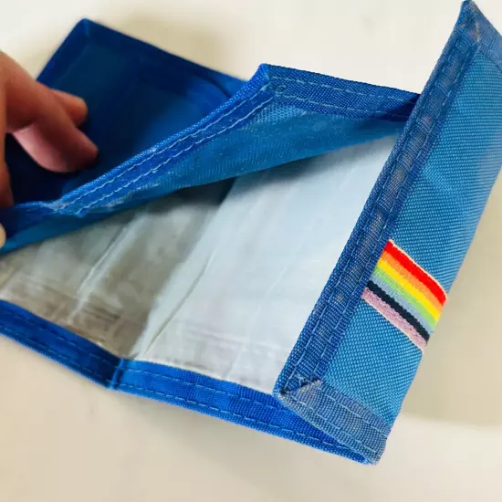 Vintage 1980s Hawaii Rainbow Blue Bifold Nylon Wallet