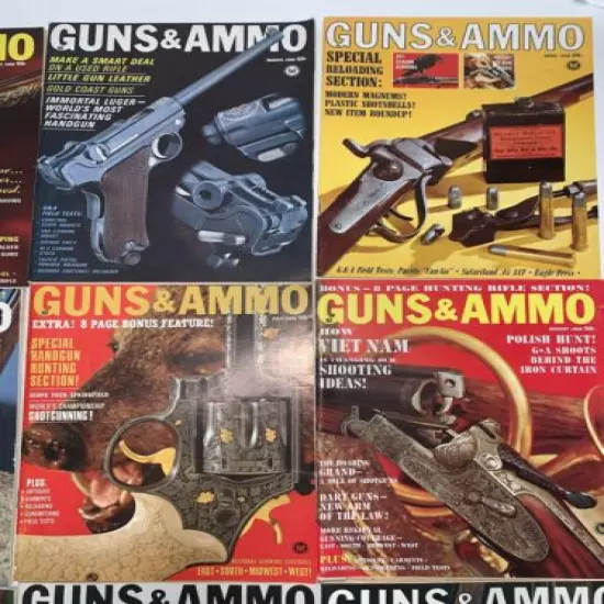 VINTAGE Guns & Ammo Magazine 1967 & FULL YEAR 1966 LOT OF 22 Shooting hunting