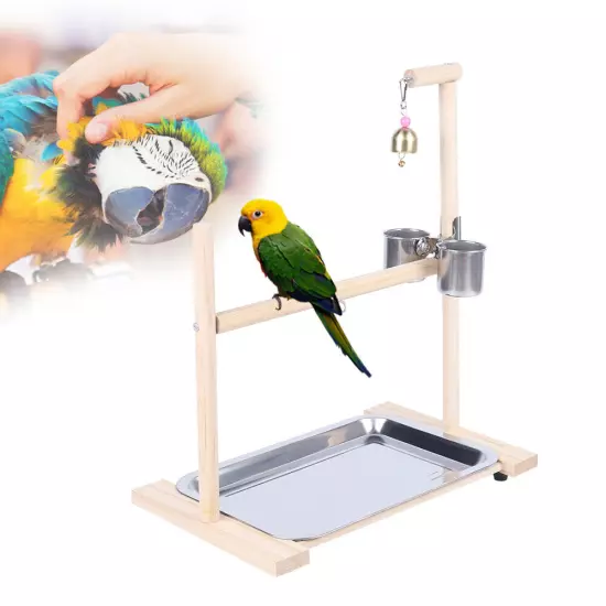 Parrot Playstand Bird Playground Perch Gym Training Stand Toys with Feeder Cup