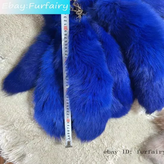 2/5/10 wholesale Dyed Color Real Blue Fox Tail Fur Keyring Pendant Cosplay Toy