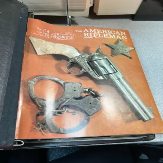 1977, 1979, 1988 THE AMERICAN RIFLEMAN NRA MAGAZINE LEATHER BINDER, 12 ISSUE