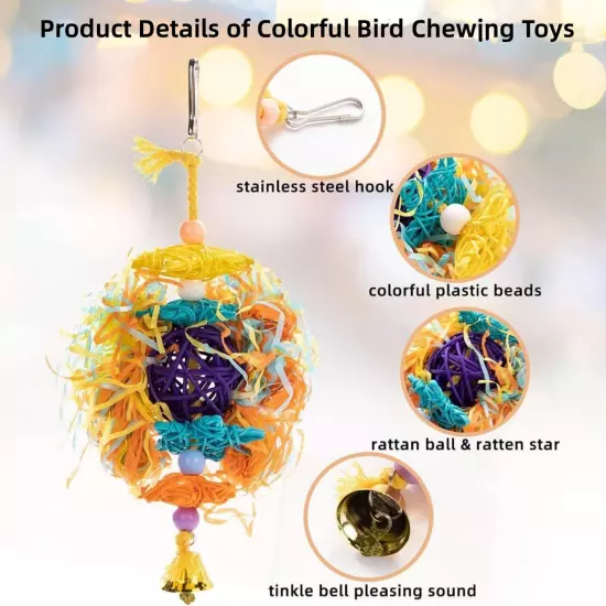 7 Pieces Bird Chewing Toys, Toys for Parakeets, Colorful Multi-color 