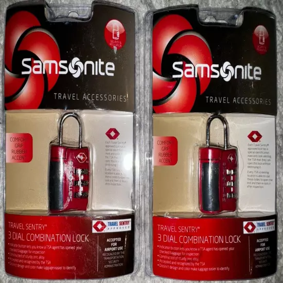 2x Samsonite Travel Sentry 3 Dial Combination Lock TSA Approved New! Sealed