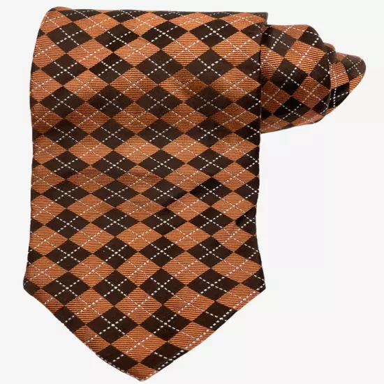 Croft & Barrow Copper Brown Geometric Diamonds Silk Necktie Tie Men's 3.2" x 57"