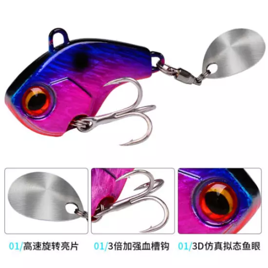 5* Fishing Lures Metal Bait Crankbaits VIB Spinnerbaits Blade Tackle 2.5/3.5/4cm